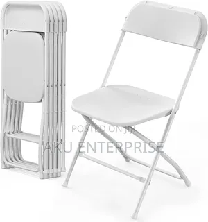 Foldable Chair Flat Back White Potable