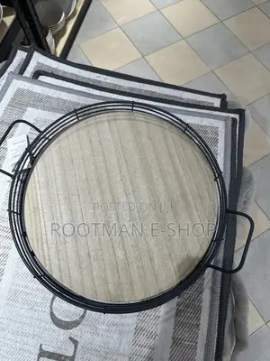 Round Black Metal Decorative Tray