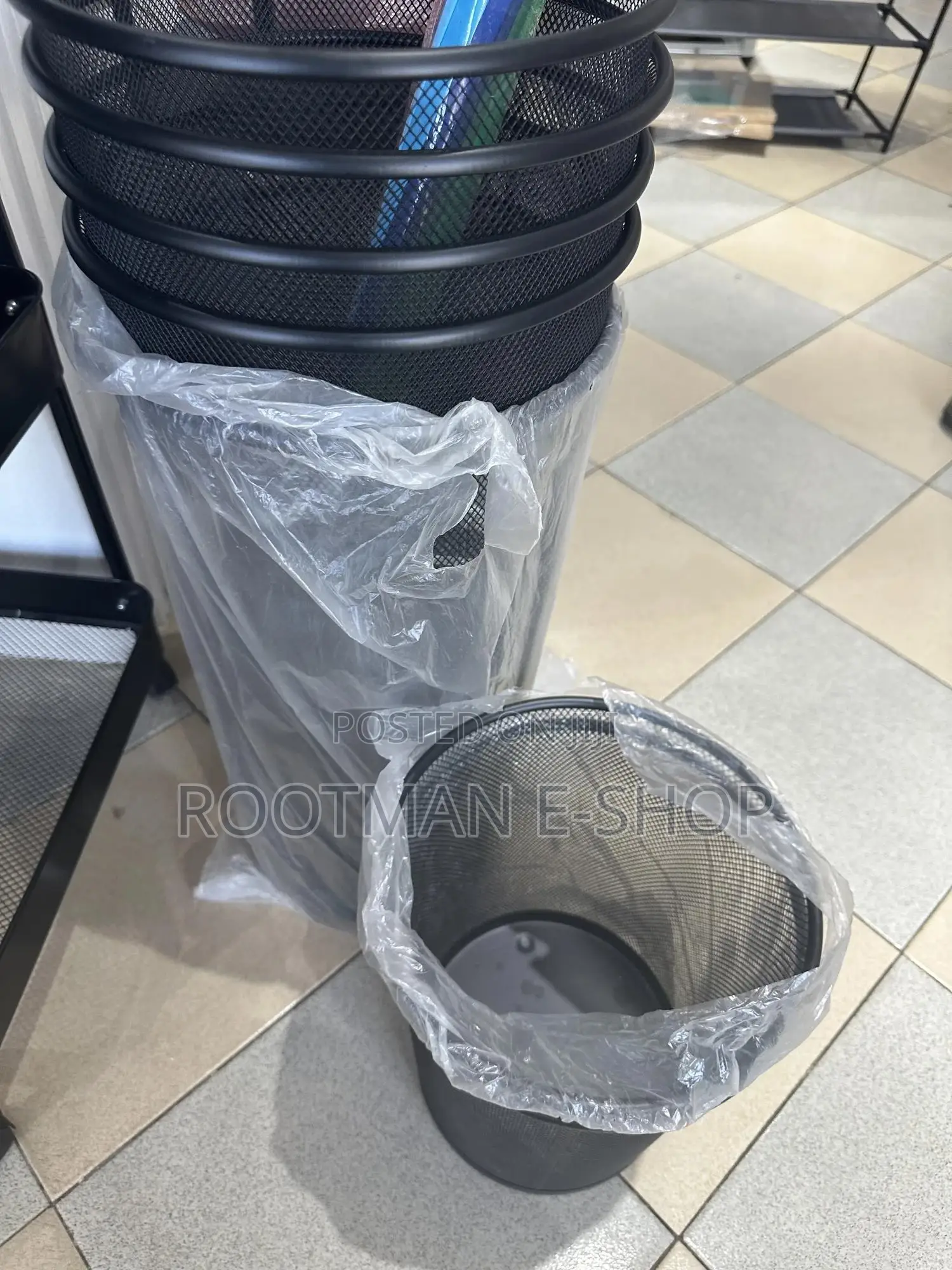 Waste Basket | Large Trash Can Metal Wire Circular Mesh Bin