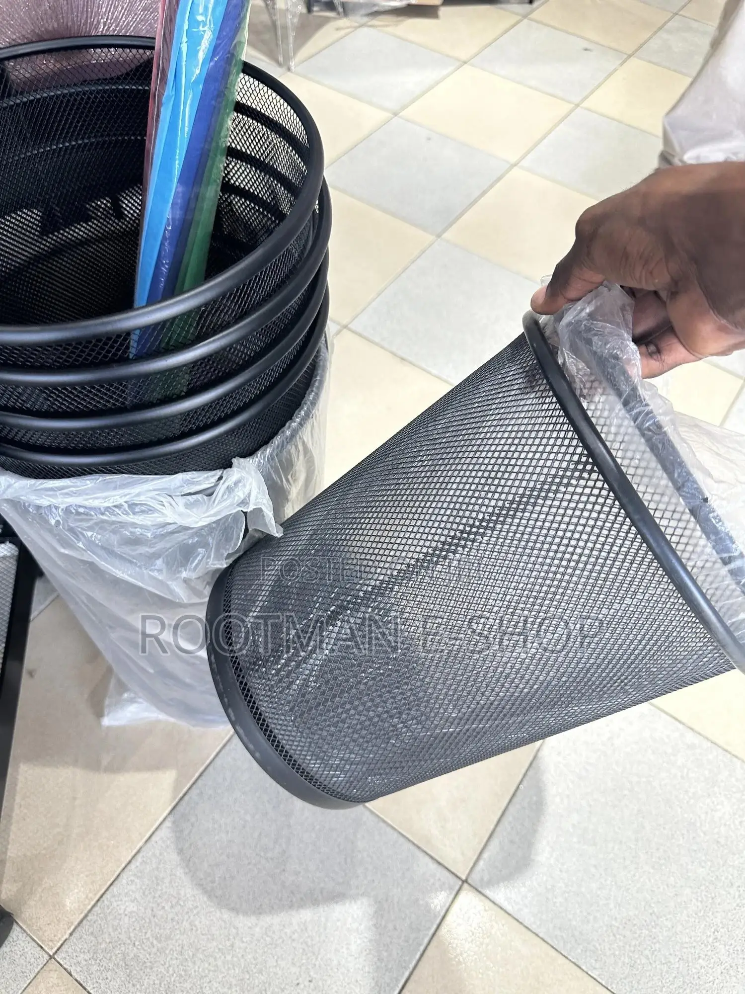 Waste Basket | Large Trash Can Metal Wire Circular Mesh Bin
