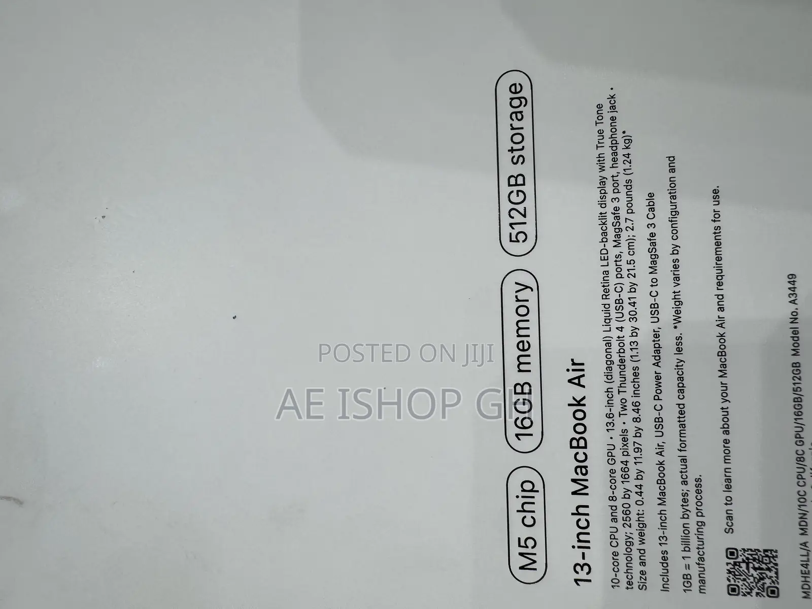 New Laptop Apple MacBook Air 2026 M5 16GB Apple M5 SSD 512GB