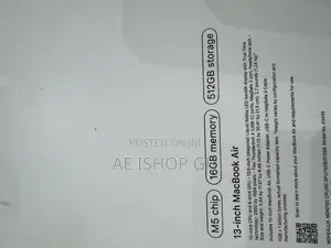 New Laptop Apple MacBook Air 2026 M5 16GB Apple M5 SSD 512GB