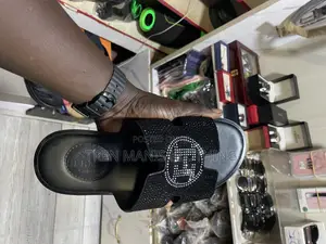 Black Hermes Slippers