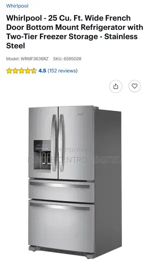 Whirlpool Wide French 4 Door Refrigerator Stainless Steel