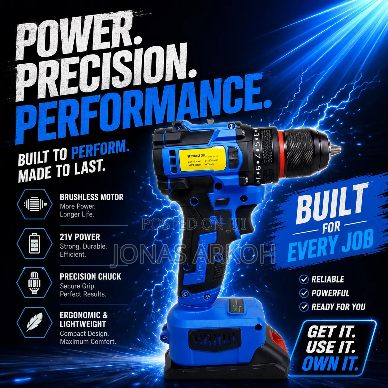 German Brushless Drilling Machine Set – 2 Batteries Case