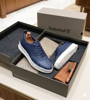 New Timberland Navy Blue Leather Casual Sneakers