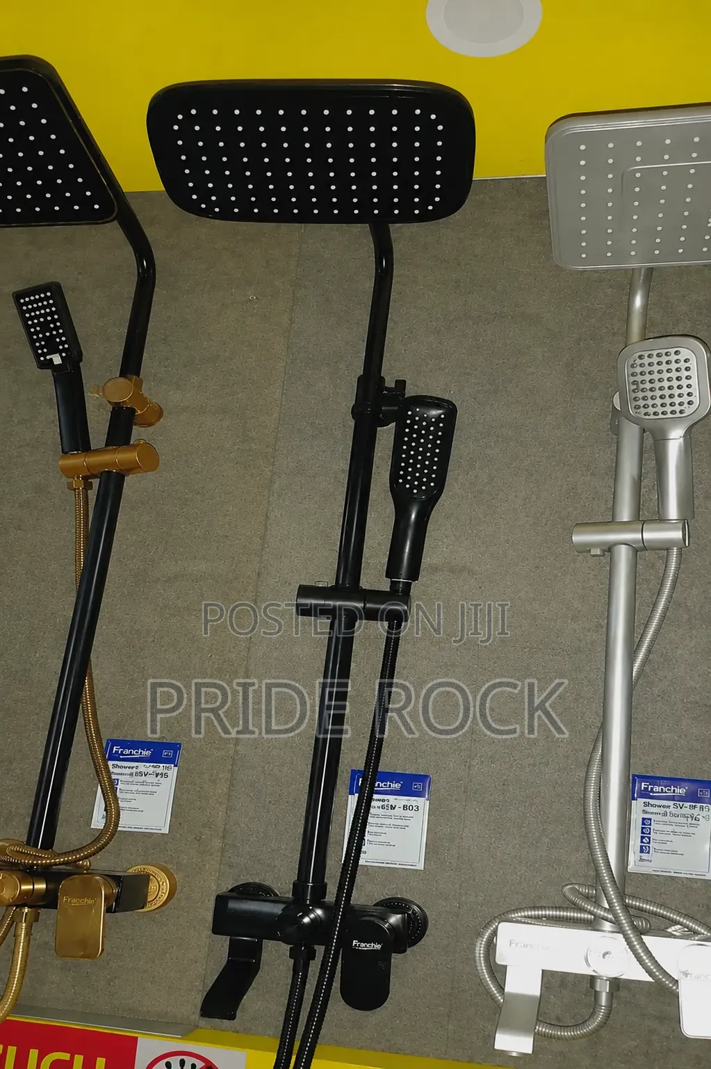 Black Shower Pole, Rain Shower, Three in One Tap, Mixture