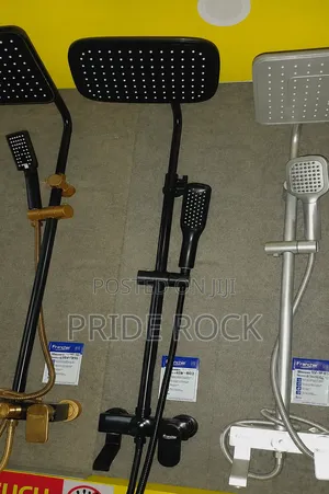 Black Shower Pole, Rain Shower, Three in One Tap, Mixture