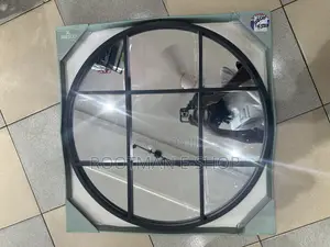Mirroroutlet the Circulus Black Metal Round Window Garden Wall Mirror