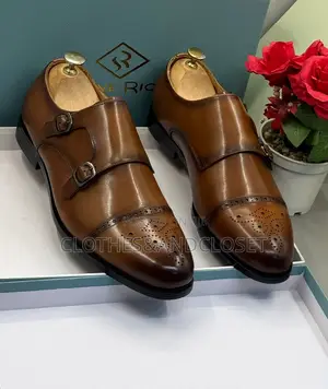 Brown Leather Monk Strap Shoes From Steve Riot.