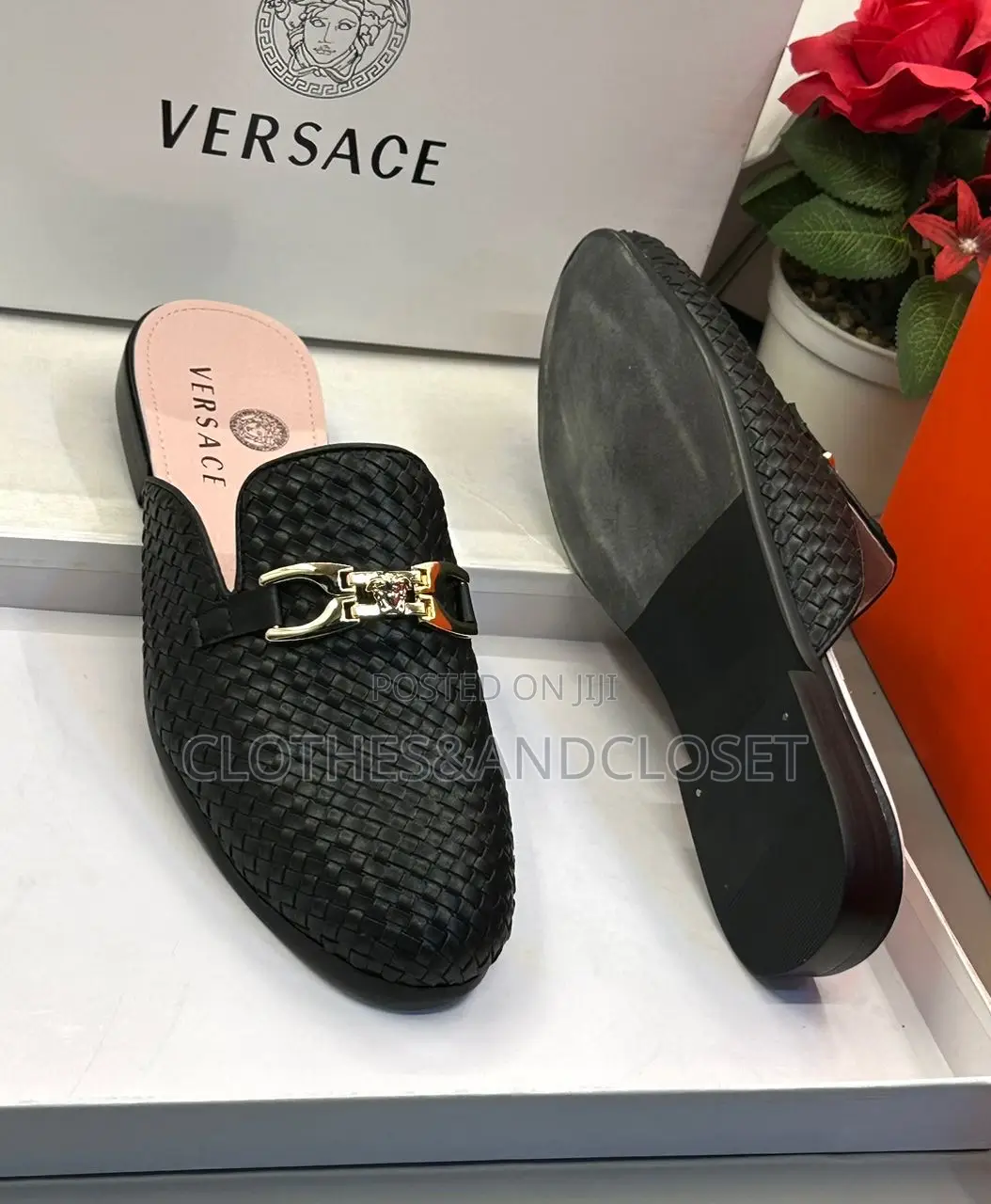 Black Versace Backless Loafers
