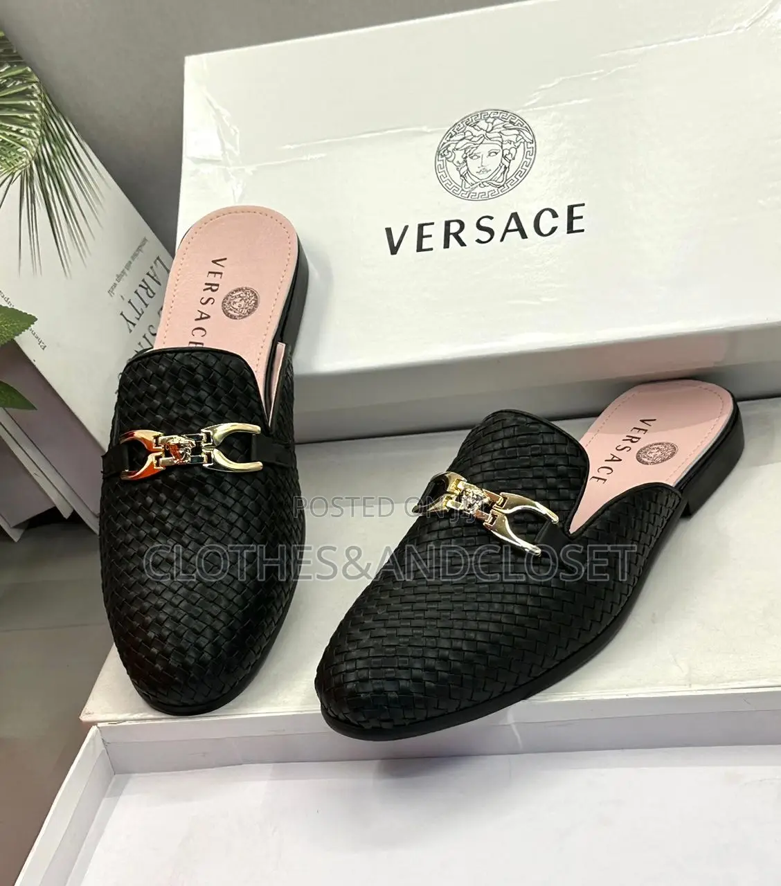 Black Versace Backless Loafers