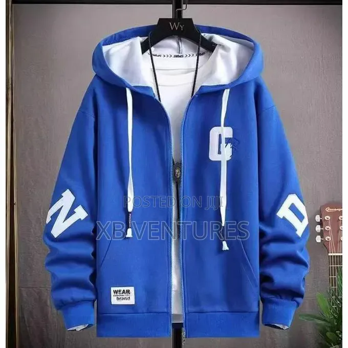 Men's Hooded Cardigan Jacket Sweatshirt-Black