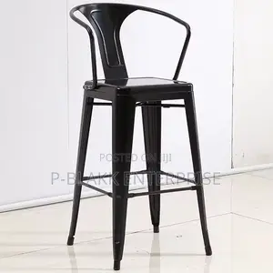 Metal Bar Chair Stool With Backrest