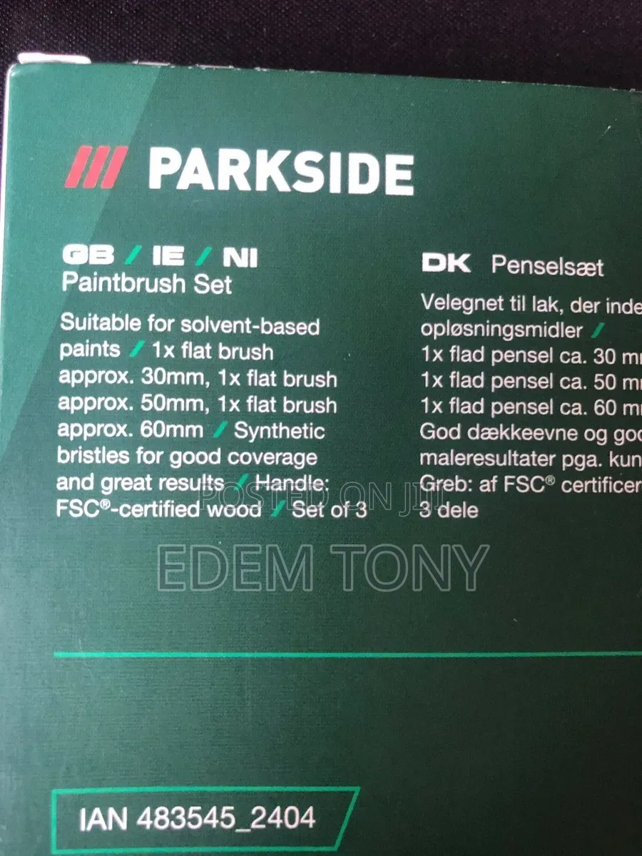 Parkside, 3pcs -Paint Brush Set for Solvent Based Paint
