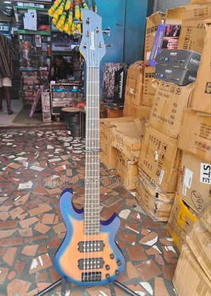 Ibanez 5-String Active Bass Guitar With a Blue-to-Natural Burst Finish