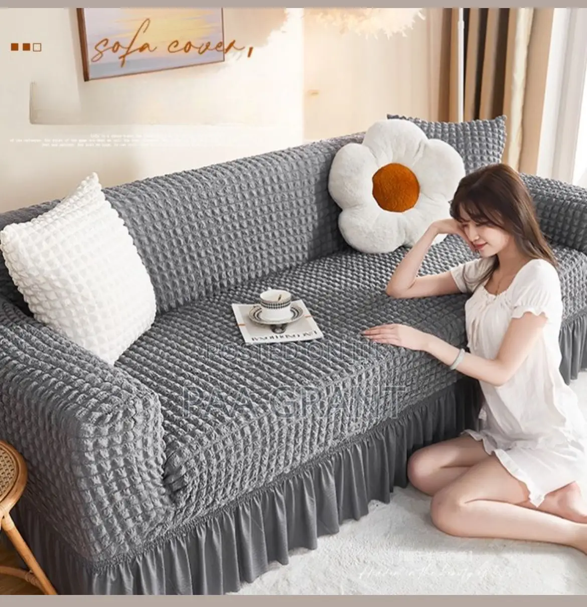 Protect Your Sofa in Style(4 PCS Coton Sofa Skirt Covers in Diff Color