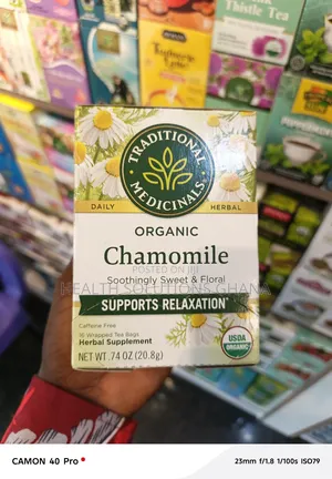 Traditional Organic Chamomile Tea For Calm Relaxation Support