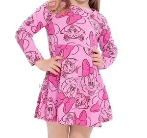 Minnie Mouse Girls Long Sleeve Print Dress- 4 to 5 Years