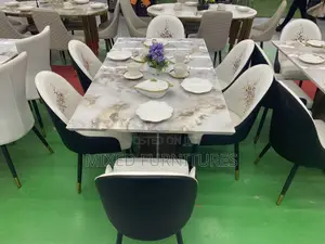 Marble Table With Leather Chairs Six Seater
