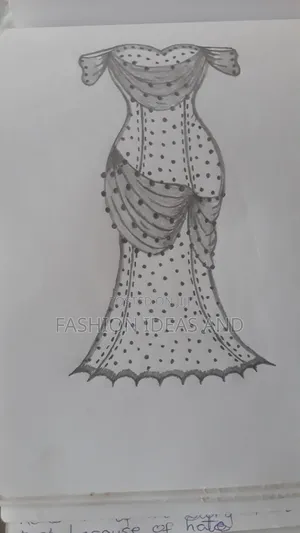 An Outfit Illustration For Engagement Ceremony With Kente Fabric