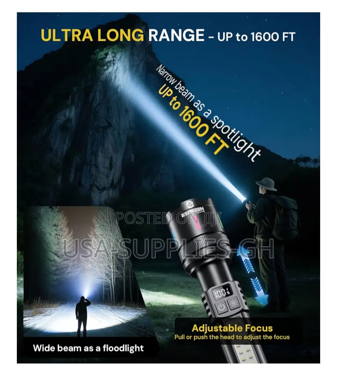 2pack Of Esgreen Led Rechargeable Flashlight High Lumens20000 From Usa