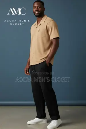 Men's Two Piece Set, Short Sleeve Casual Shirt Matching Trousers