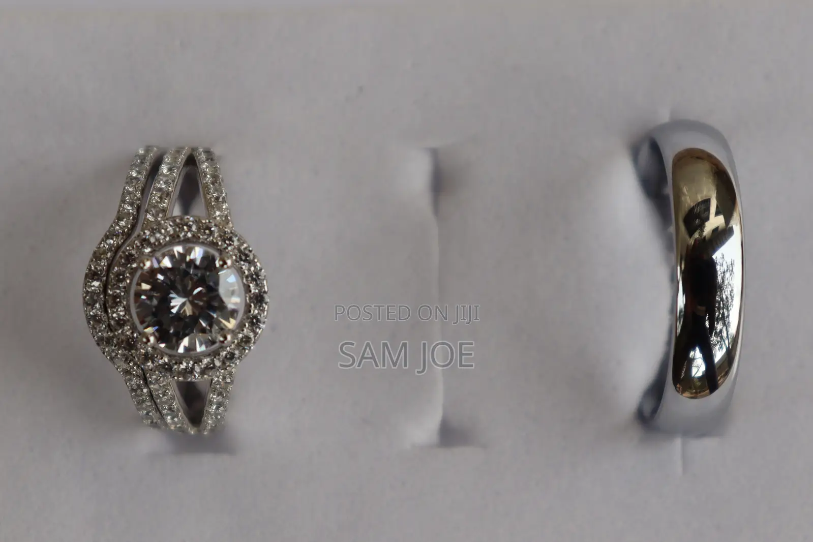2set Silver Rings and 1 Tungsten Male Wedding Rings