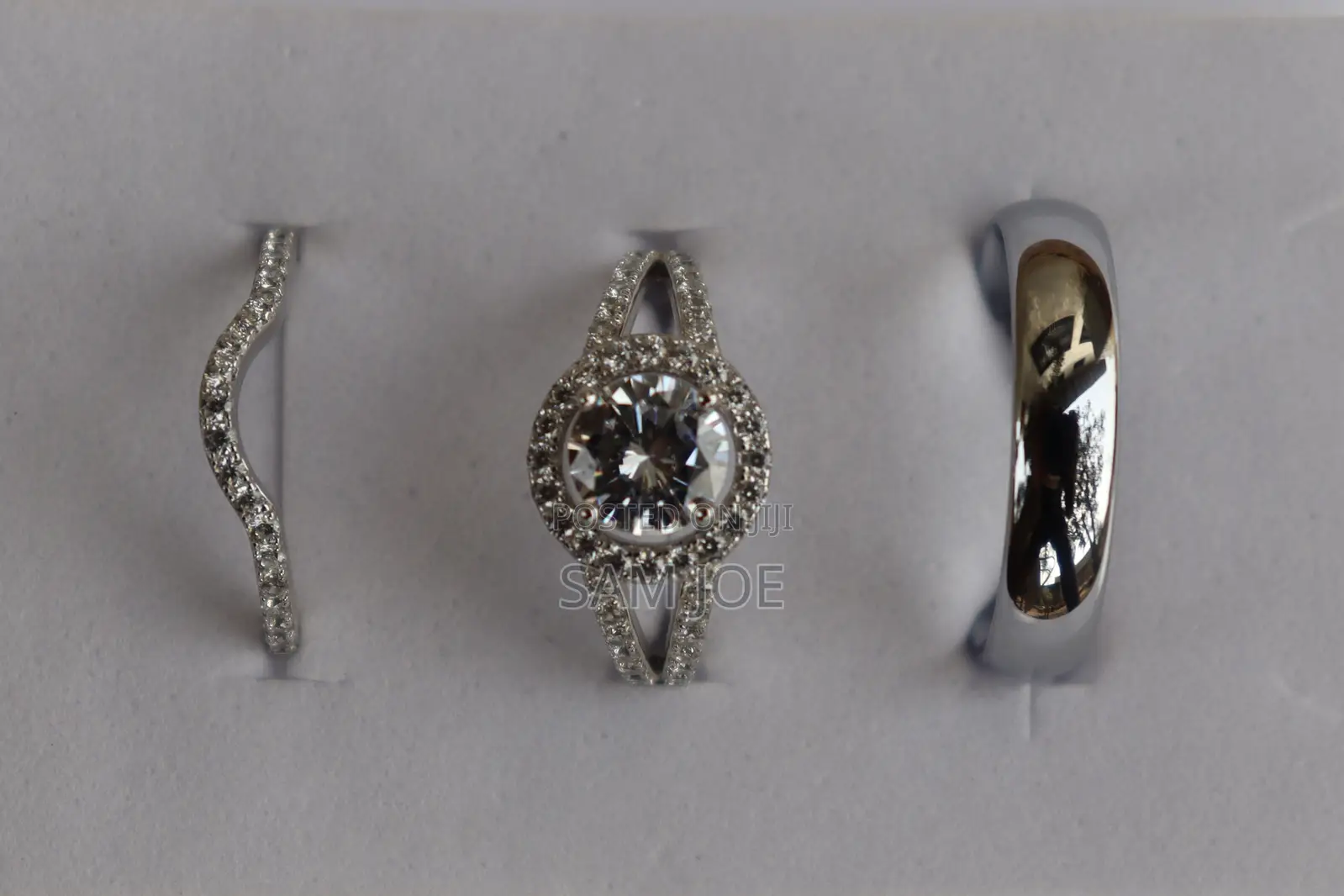 2set Silver Rings and 1 Tungsten Male Wedding Rings