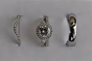 2set Silver Rings and 1 Tungsten Male Wedding Rings