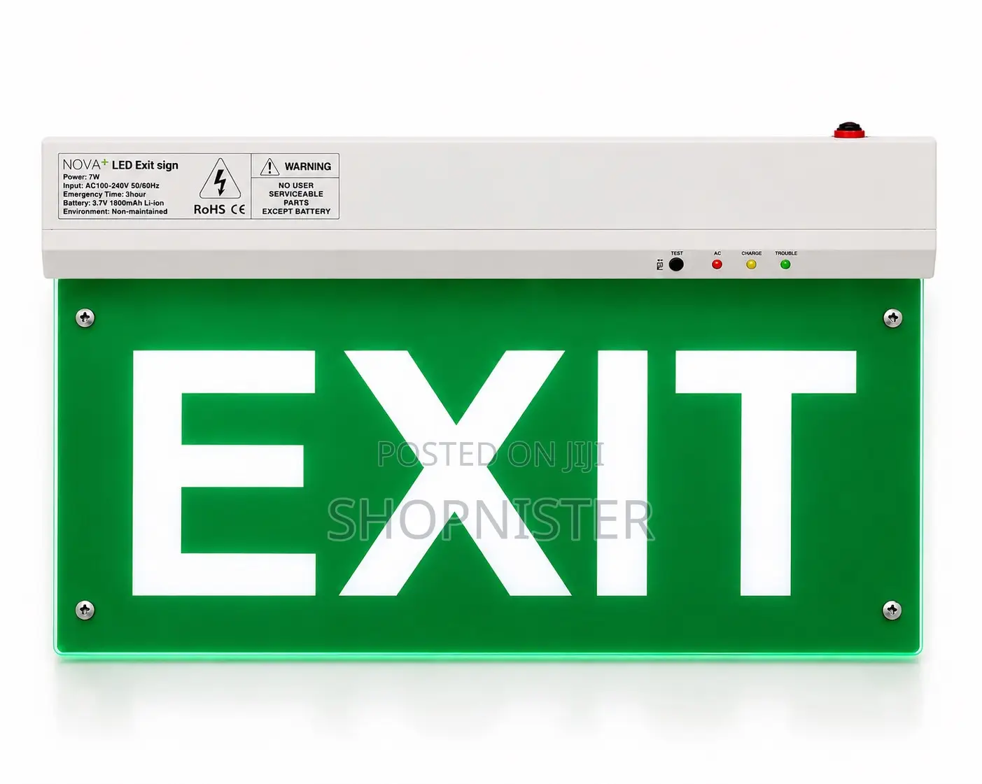 Led Emergency Exit Sign Light With Rechargeable Backup Battery