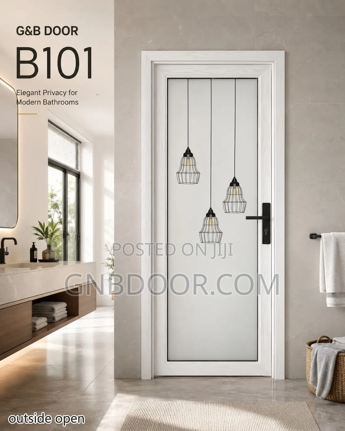 B101 Outside Open Washroom Door Glass and Aluminum