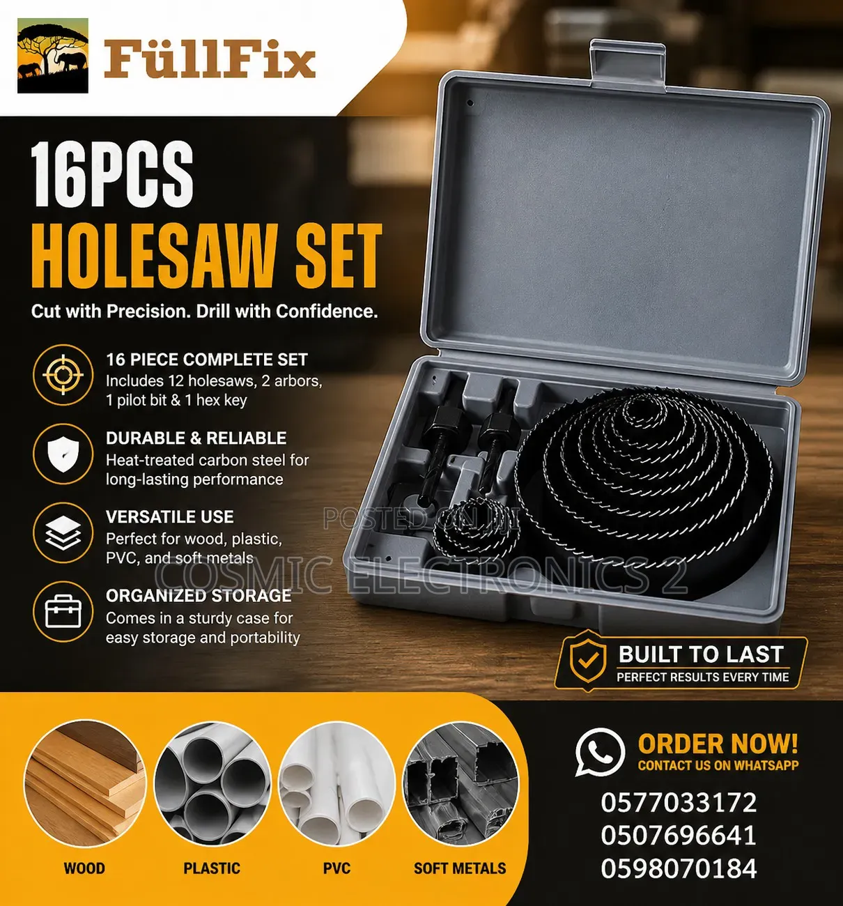 16 Pieces Hole Saw Set