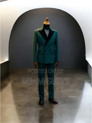 Classic 2-Piece Embroidered Double-Breasted Tuxedo Men's Suit in Green