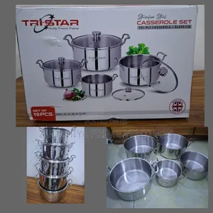 10pcs Tristar Tri-Ply Stainless Steel Casserole Cookware Set Uk