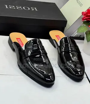 Men's Classic Patent Leather Mule Loafer