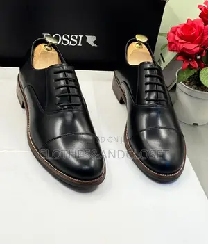 Bruno Marc Black Synthetic Leather Cap-Toe Formal Dress Shoes.