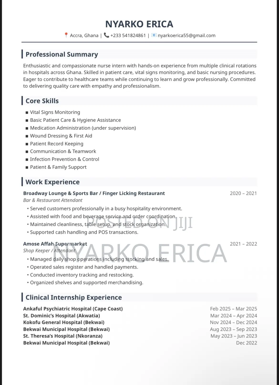 Childcare Babysitting CV