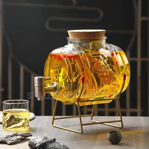 Premium Glass Beverage Barrel With Metal Stand