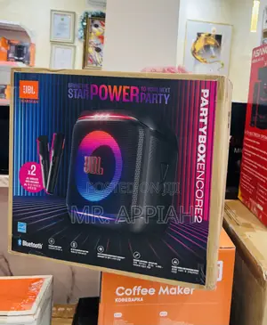 Sleek JBL Partybox Encore 2 Portable Party Speaker With 2 Mics.