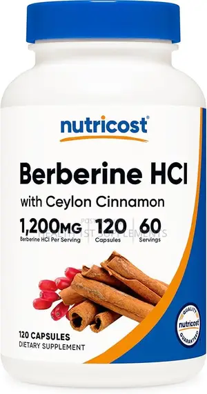 Berberine HCL + Ceylon Cinnamon, Blood Sugar Combo, 120 Caps, 2-Months