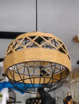 Black Metal and Hemp Rope Pendant Light