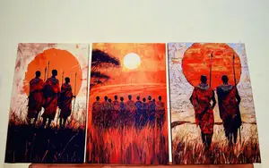Three-Panel Triptych Wall Art Set Canvas Frame Hd Real Cloth