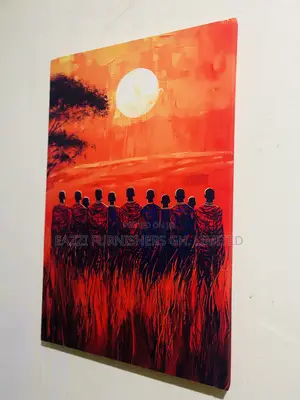 3 Sets African Maasai Warriors Real Cloth Canvas Frames Arts Decor