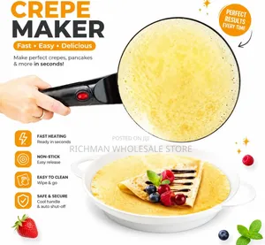 Electric Non-Stick Crepe Maker Machine 20cm – Easy Pancake Maker Black