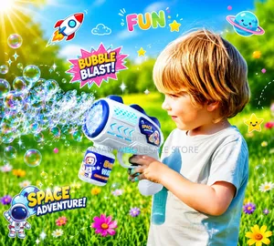 Space Bubble Gun Toy for Kids With Led Light – Automatic Bubble Machin