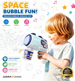 Space Bubble Gun Toy for Kids With Led Light – Automatic Bubble Machin
