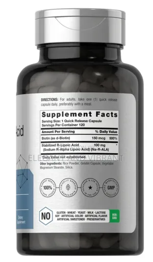 R Lipoic Acid 100mg Stabilized | 120 Capsules