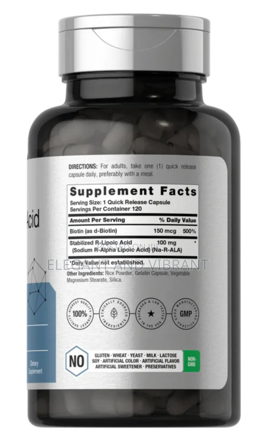 R Lipoic Acid 100mg Stabilized | 120 Capsules