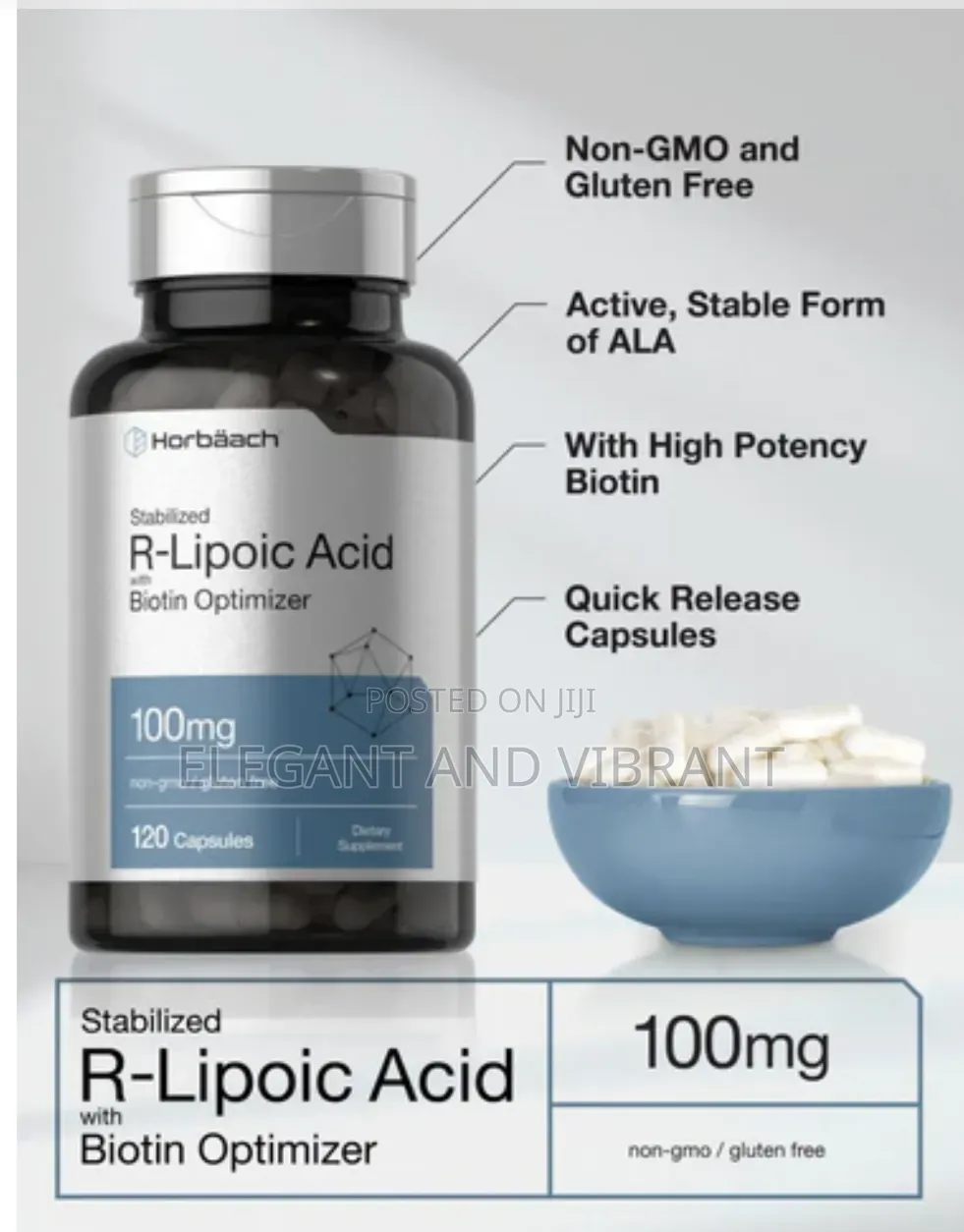 R Lipoic Acid 100mg Stabilized | 120 Capsules